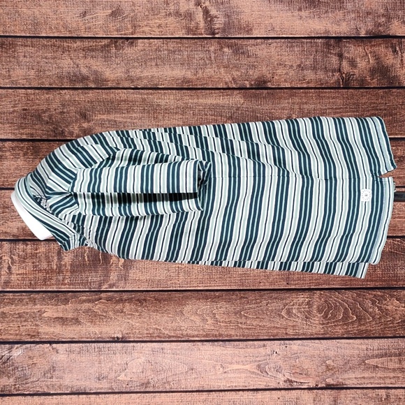 Luxury Cotton 3 Button Green White Striped Polo Shirt Excellent Condition - Picture 4 of 11